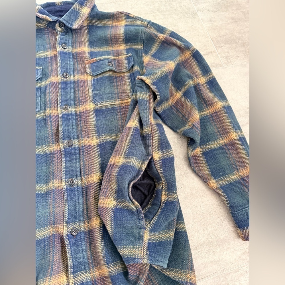 Men's Blue Yellow Plaid Flannel Long Sleeve Button Up Shirt Casual Outdoor - Picture 7 of 16
